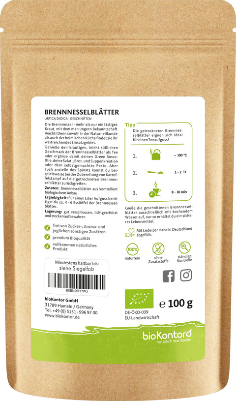 Brennnesselblättertee Verzehrempfehlung 100 g 