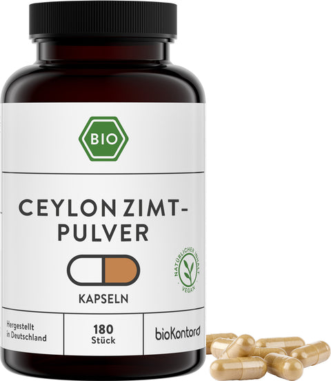 Ceylon Zimt Kapseln bio 180 Stück in PET-Dose UV-geschützt