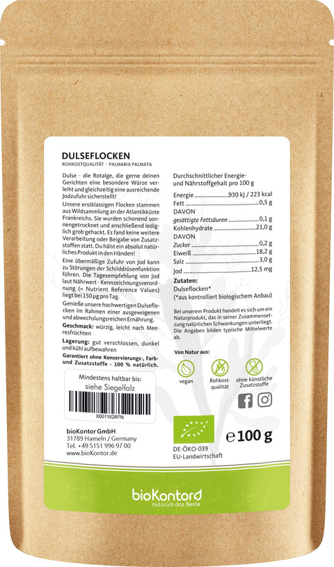 Dulseflocken bio 100 g Rotalgen Nährwerte Jod