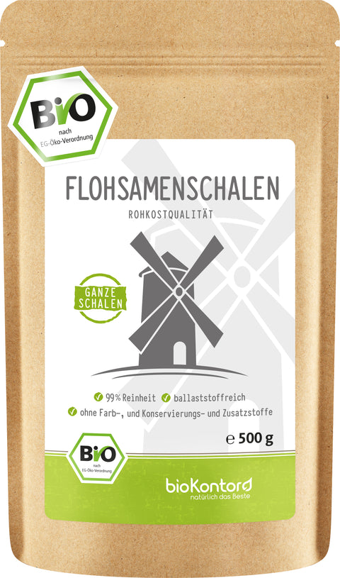 Flohsamenschalen ganz bio 500 g Doypack 