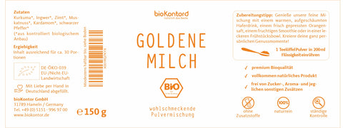 Goldene Milch bio 150 g im Glas Verzehrempfehlung