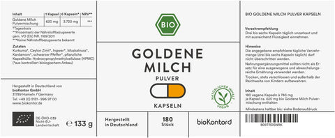 Goldene Milch Kapseln Inhaltsstoffe Verzehrempfehlung