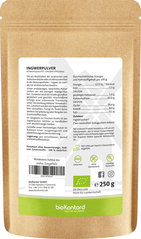 Ingwer Pulver Verzehrempfehlung 250 g