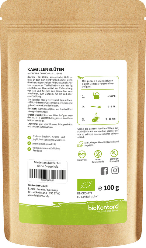 Kamillenblueten bio Verzehrempfehlung 100 g