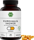 Kurkuma Ingwer Kapseln bio vegan 180 Stück PET-Dose UV-geschützt