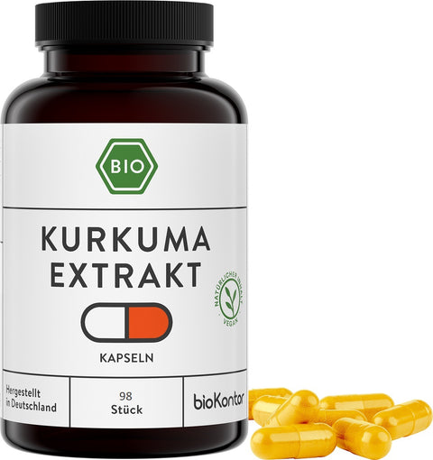 Kurkuma Extrakt Kapseln 98 Stück vegan bio PET-Dose UV-geschützt