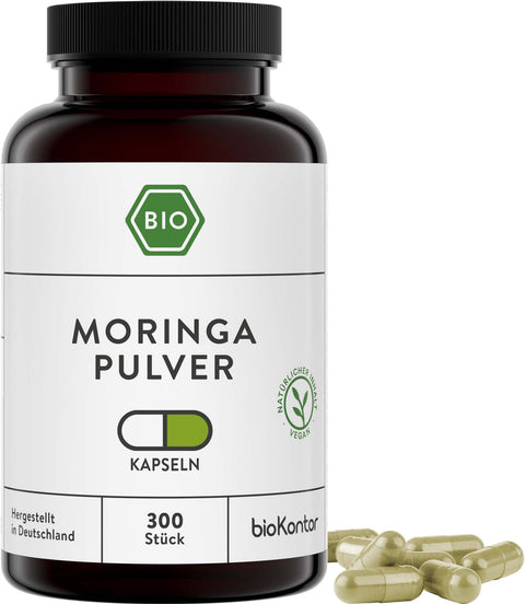 Moringa Kapseln bio vegan 300 Stück PET-Dose UV-geschützt