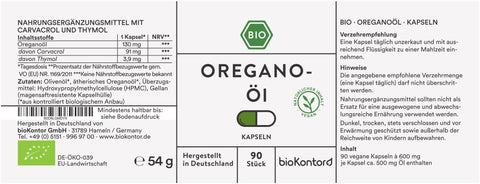 Oregano Öl Kapseln bio Inhaltststoffe Carvacrol Thymol Verzehrempfehlung