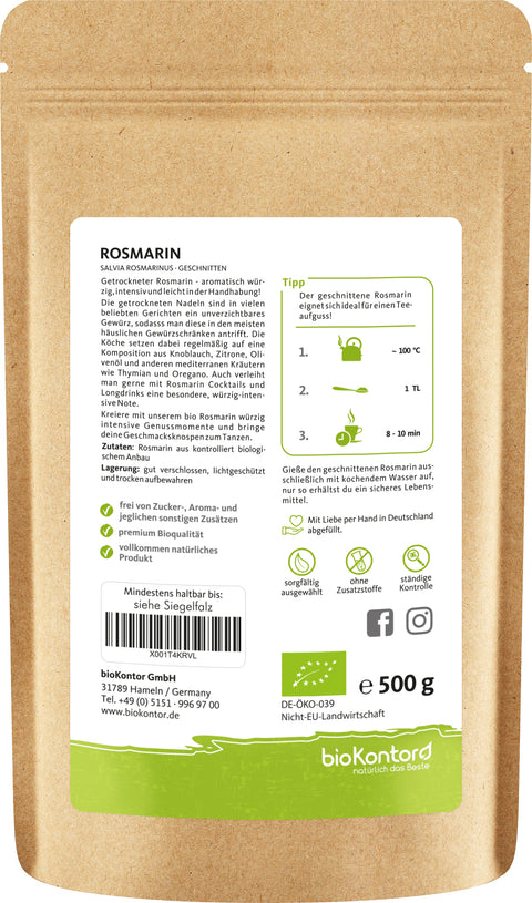 Rosmarin geschnitten bio Rosmarintee Anwendung 500 g