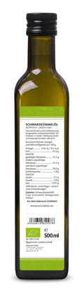 Schwarzkümmelöl ungefiltert nativ kaltgepresst 500 ml Nährwerte Omega 6