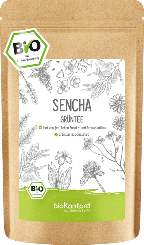 Sencha Grüntee bio im wiederverschließbaren Doypack 