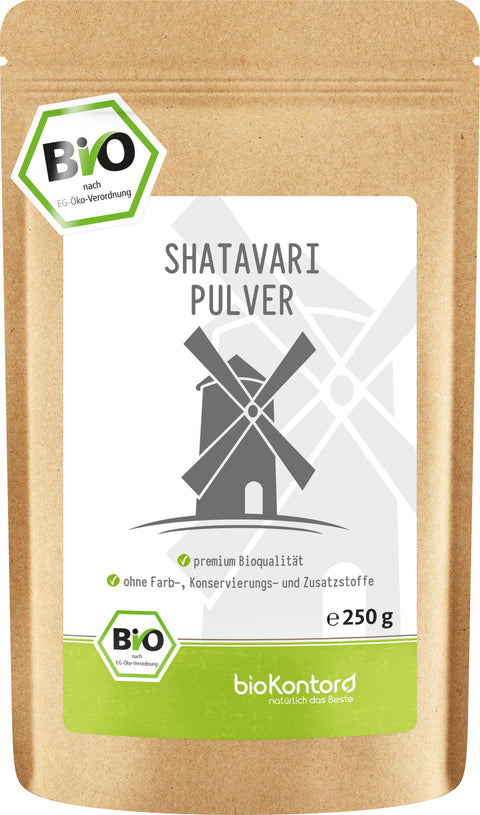 Shatavari Pulver bio Ayurveda Nährstoffe 250 g wiederverschließbare Tüte