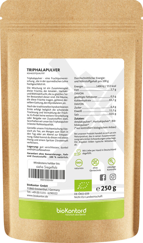 Triphala Pulver bio 250g Nährwerte und Verwendung Triphala Tee