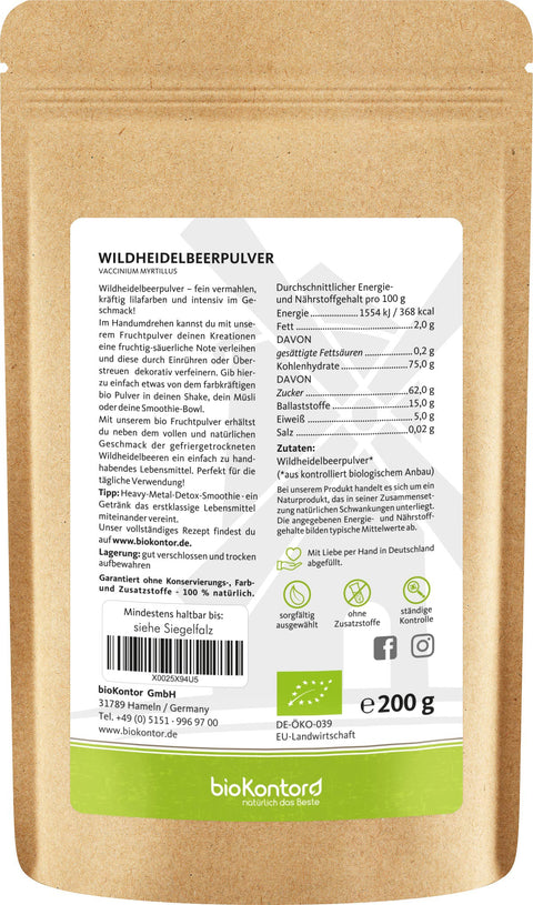 Wildheidelbeerpulver bio 200 g