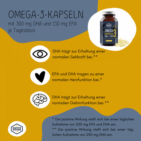 Omega 3 Kapseln mit DHA und EPA aus Algenöl - vegan - [konventionell!] - native goods